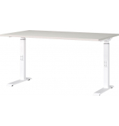 Schreibtisch DOWNEY, manuell höhenverstellbar, 68-91cm (H), 140x80cm (BxT), rechteckig, lichtgrau / weiß