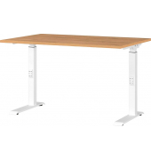 Schreibtisch DOWNEY, manuell höhenverstellbar, 68-91cm (H), 120x80cm (BxT), rechteckig, grandson-eiche / weiß