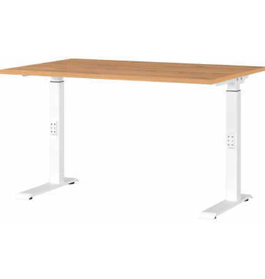 Schreibtisch DOWNEY, manuell höhenverstellbar, 68-91cm (H), 120x80cm (BxT), rechteckig, grandson-eiche / weiß