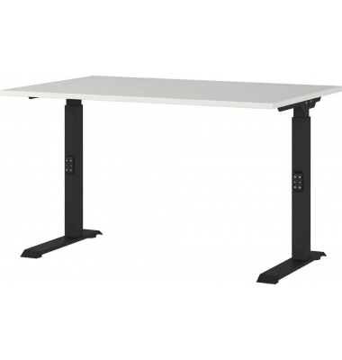 Schreibtisch DOWNEY, manuell höhenverstellbar, 68-91cm (H), 120x80cm (BxT), rechteckig, lichtgrau / schwarz