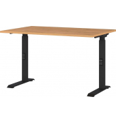 Schreibtisch DOWNEY, manuell höhenverstellbar, 68-91cm (H), 120x80cm (BxT), rechteckig, grandson-eiche / schwarz