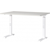 Schreibtisch DOWNEY, manuell höhenverstellbar, 68-91cm (H), 120x80cm (BxT), rechteckig, lichtgrau / weiß