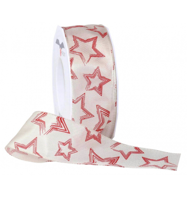 Geschenkband Anchorage 8944020-991, Sterne, 40mm x 20m, weiß/rot Geschenkband Anchorage 8944020-991, Sterne, 40mm x 20m, weiß/rot