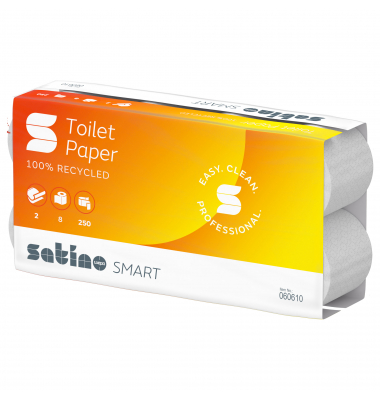 Toilettenpapier Satino Smart 060610, 2-lagig, weiß, 250 Blatt / Rolle, Toilettenpapier Satino Smart 060610, 2-lagig, weiß, 250 Blatt / Rolle,