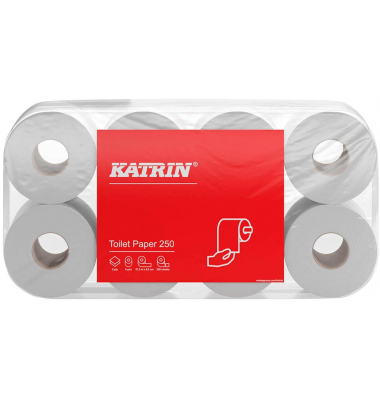 Toilettenpapier , ohne, 11841, 3-lagig, wei&szlig;, 250 Blatt / Rolle,