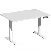 Sitz-Steh-Schreibtisch Elevate Basic, elektrisch höhenverstellbar, 73-123cm (H), 120x80cm (BxT), rechteckig, lichtgrau / weiß