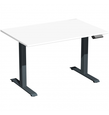 Sitz-Steh-Schreibtisch Elektro Elevate Basic, elektrisch h&ouml;henverstellbar, 73-123cm (H), 120x80cm (BxT), rechteckig, wei&szlig; / anth