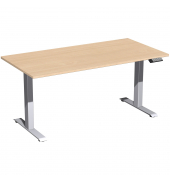 Sitz-Steh-Schreibtisch Elevate Basic, elektrisch höhenverstellbar, 73-123cm (H), 160x80cm (BxT), rechteckig, buche / silber