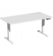 Sitz-Steh-Schreibtisch Elevate Basic, elektrisch höhenverstellbar, 73-123cm (H), 160x80cm (BxT), rechteckig, lichtgrau / weiß