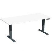 Sitz-Steh-Schreibtisch Elevate Basic, elektrisch höhenverstellbar, 73-123cm (H), 160x80cm (BxT), rechteckig, weiß / anthrazit