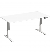 Sitz-Steh-Schreibtisch Elevate Basic, elektrisch höhenverstellbar, 73-123cm (H), 160x80cm (BxT), rechteckig, weiß / weiß