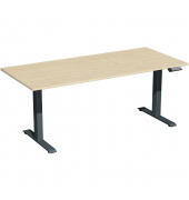 Sitz-Steh-Schreibtisch Elektro Elevate Basic, elektrisch h&ouml;henverstellbar, 73-123cm (H), 180x80cm (BxT), rechteckig, ahorn / ant