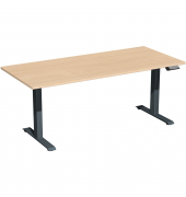 Sitz-Steh-Schreibtisch Elevate Basic, elektrisch höhenverstellbar, 73-123cm (H), 180x80cm (BxT), rechteckig, buche / anthrazit