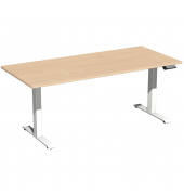 Sitz-Steh-Schreibtisch Elevate Basic, elektrisch höhenverstellbar, 73-123cm (H), 180x80cm (BxT), rechteckig, buche / weiß