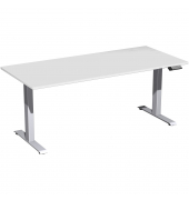 Sitz-Steh-Schreibtisch Elevate Basic, elektrisch höhenverstellbar, 73-123cm (H), 180x80cm (BxT), rechteckig, lichtgrau / silber