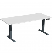 Sitz-Steh-Schreibtisch Elevate Basic, elektrisch höhenverstellbar, 73-123cm (H), 180x80cm (BxT), rechteckig, lichtgrau / anthrazit