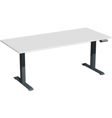 Sitz-Steh-Schreibtisch Elektro Elevate Basic, elektrisch h&ouml;henverstellbar, 73-123cm (H), 180x80cm (BxT), rechteckig, lichtgrau /