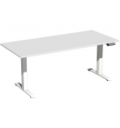 Sitz-Steh-Schreibtisch Elevate Basic, elektrisch höhenverstellbar, 73-123cm (H), 180x80cm (BxT), rechteckig, lichtgrau / weiß
