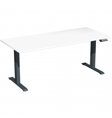 Sitz-Steh-Schreibtisch Elevate Basic, elektrisch höhenverstellbar, 73-123cm (H), 180x80cm (BxT), rechteckig, weiß / anthrazit