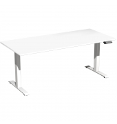 Sitz-Steh-Schreibtisch Elevate Basic, elektrisch höhenverstellbar, 73-123cm (H), 180x80cm (BxT), rechteckig, weiß / weiß