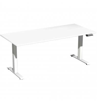 Sitz-Steh-Schreibtisch Elevate Basic, elektrisch höhenverstellbar, 73-123cm (H), 180x80cm (BxT), rechteckig, weiß / weiß