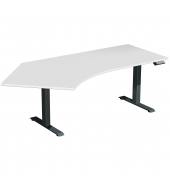 Sitz-Steh-Schreibtisch Elevate Basic, elektrisch höhenverstellbar, 73-123cm (H), 216,6x113cm (BxT), Freiform, lichtgrau / anthrazit