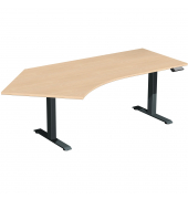 Sitz-Steh-Schreibtisch Elevate Basic, elektrisch höhenverstellbar, 73-123cm (H), 216,6x113cm (BxT), Freiform, buche / anthrazit
