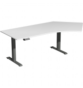 Sitz-Steh-Schreibtisch Elevate Basic, elektrisch höhenverstellbar, 73-123cm (H), 216,6x113cm (BxT), Freiform, lichtgrau / anthrazit