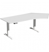 Sitz-Steh-Schreibtisch Elevate Basic, elektrisch höhenverstellbar, 73-123cm (H), 216,6x113cm (BxT), Freiform, lichtgrau / weiß
