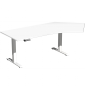 Sitz-Steh-Schreibtisch Elevate Basic, elektrisch höhenverstellbar, 73-123cm (H), 216,6x113cm (BxT), Freiform, weiß / weiß