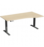 Sitz-Steh-Schreibtisch Elektro Elevate Basic, elektrisch h&ouml;henverstellbar, 73-123cm (H), 180x100cm (BxT), Freiform, ahorn / anth