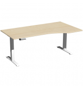 Sitz-Steh-Schreibtisch Elevate Basic, elektrisch höhenverstellbar, 73-123cm (H), 180x100cm (BxT), Freiform, ahorn / weiß