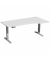 Sitz-Steh-Schreibtisch Elevate Basic, elektrisch höhenverstellbar, 73-123cm (H), 180x100cm (BxT), Freiform, lichtgrau / silber