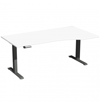 Sitz-Steh-Schreibtisch Elevate Basic, elektrisch höhenverstellbar, 73-123cm (H), 180x100cm (BxT), Freiform, weiß / anthrazit Sitz-Steh-Schreibtisch Elevate Basic, elektrisch höhenverstellbar, 73-123cm (H), 180x100cm (BxT), Freiform, weiß / anthrazit