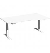 Sitz-Steh-Schreibtisch Elektro Elevate Basic, elektrisch h&ouml;henverstellbar, 73-123cm (H), 180x100cm (BxT), Freiform, wei&szlig; / wei&szlig;