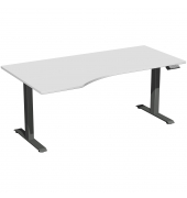 Sitz-Steh-Schreibtisch Elevate Basic, elektrisch höhenverstellbar, 73-123cm (H), 180x100cm (BxT), Freiform, lichtgrau / anthrazit