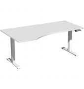 Sitz-Steh-Schreibtisch Elevate Basic, elektrisch höhenverstellbar, 73-123cm (H), 180x100cm (BxT), Freiform, lichtgrau / weiß