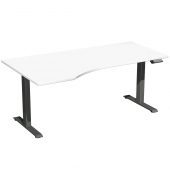 Sitz-Steh-Schreibtisch Elevate Basic, elektrisch höhenverstellbar, 73-123cm (H), 180x100cm (BxT), Freiform, weiß / anthrazit