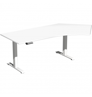 Sitz-Steh-Schreibtisch Elevate Plus, elektrisch höhenverstellbar, 63-128cm (H), 216,6x113cm (BxT), Freiform, weiß / weiß