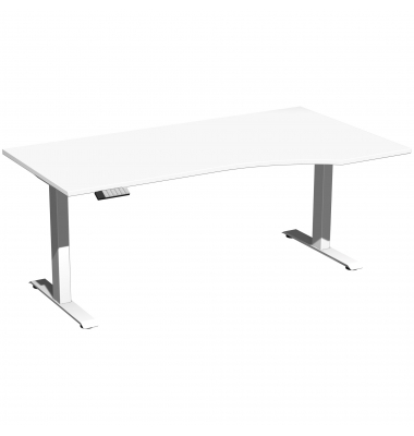 Sitz-Steh-Schreibtisch Elevate Plus, elektrisch höhenverstellbar, 63-128cm (H), 180x100cm (BxT), Freiform, weiß / weiß
