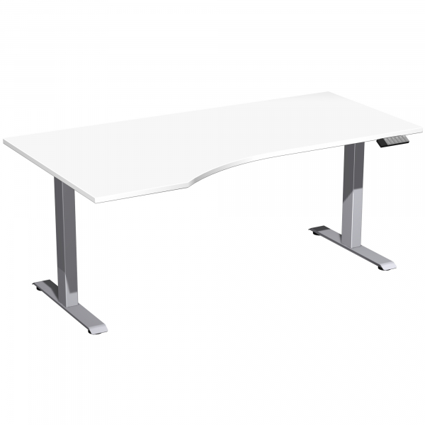 4038933546179 - Sitz-Steh-Schreibtisch Elevate Plus S-08K1812-WS elektrisch höhenverstellbar 63-128cm (H) 180x100cm (BxT) Freiform weiß   Si