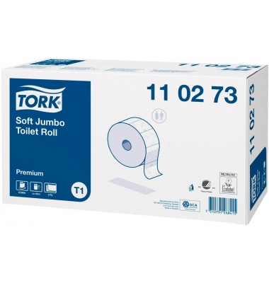 Toilettenpapier T1 Premium Soft Jumbo, ohne, 110273, 2-lagig, wei&szlig;, 1800 Blatt / Rolle,