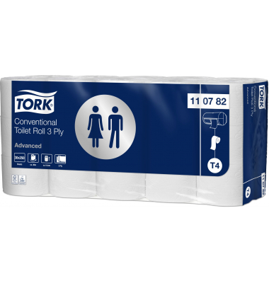 Toilettenpapier T4 Advanced, ohne, 110782, 3-lagig, wei&szlig;, 250 Blatt / Rolle,