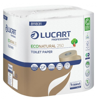 Toilettenpapier EcoNatural 250 811831, 2-lagig, havanna naturbraun, 250 Blatt / Rolle,