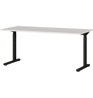 Schreibtisch Profi 3.0, manuell höhenverstellbar, 70-80cm (H), 160x80cm (BxT), rechteckig, lichtgrau / schwarz