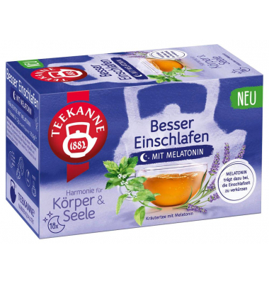 Tee Besser Einschlafen 8000, Melisse, Zitronengras, Pfefferminze, S&uuml;&szlig;holz, Lavendel, Melatonin, Beutel