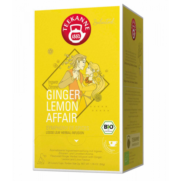 Teekanne Tee Bio Luxury Cup Ginger Lemon Affair 68907, Ingwer mit Zitronen- und Limettenaroma, Beutel 9001475089072 Teekanne 25 Stück