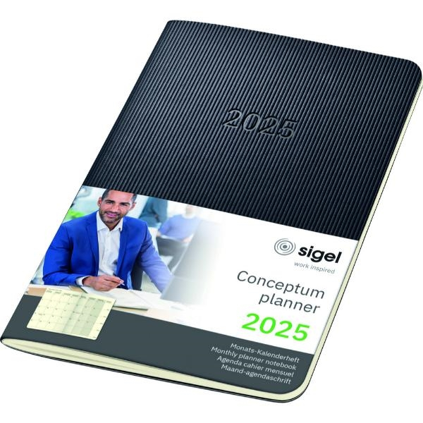 Sigel Taschenkalender C2585, Conceptum, schwarz, 1 Monat / 2 Seiten, 9,3x14cm (A6), 2026 4004360789748 Sigel