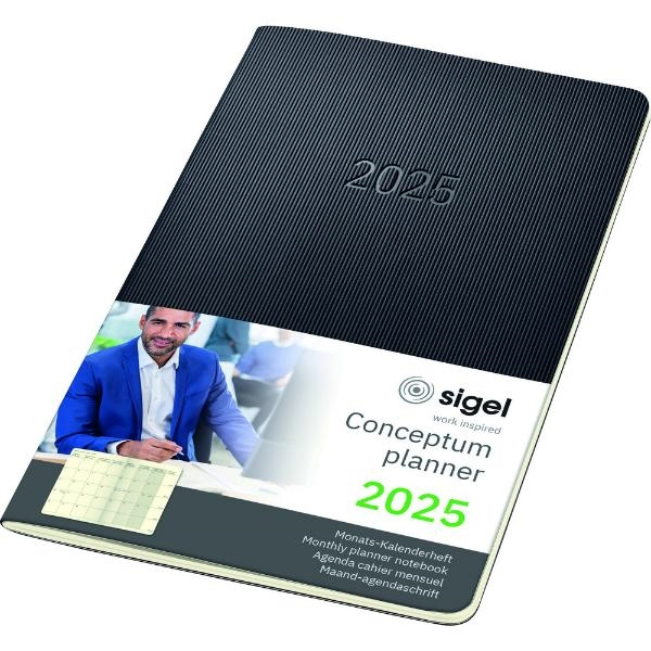 Sigel Taschenkalender C2584, Conceptum, schwarz, 1 Monat / 2 Seiten, 13,5x21cm (A5), 2026 4004360789779 Sigel