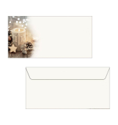 Weihnachtsumschl&auml;ge Flackernde Weihnachtskerze in weihnachtlicher Deko Christmas Candle DU450, Din Lang, 90g